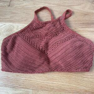 Crochet Style Rust Orange Bikini Top